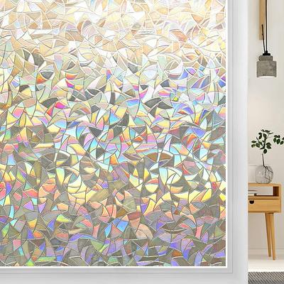 WCIC New 3D Rainbow Effect Window Privacy Films Decorative Anti-UV Film Non-adhesive Static Glass Sticker For Home Kitchen Office