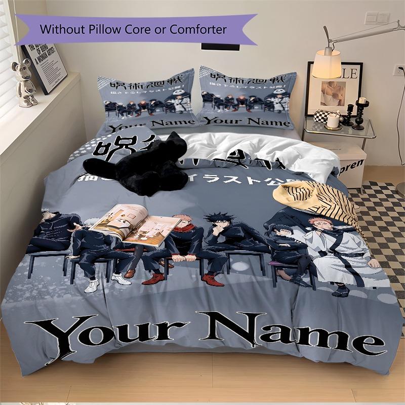 Anime Character Group Art Bedding Set Personalized Washable Custom 3Pcs Duvet Cover Pillowcases Soft Microfiber Home Bedroom Gift