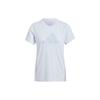 Adidas Essential Large Logo Print Round Neck Sports Short Sleeve T-Shirt Women T-Shirts Light-Gray-Blue IT0548