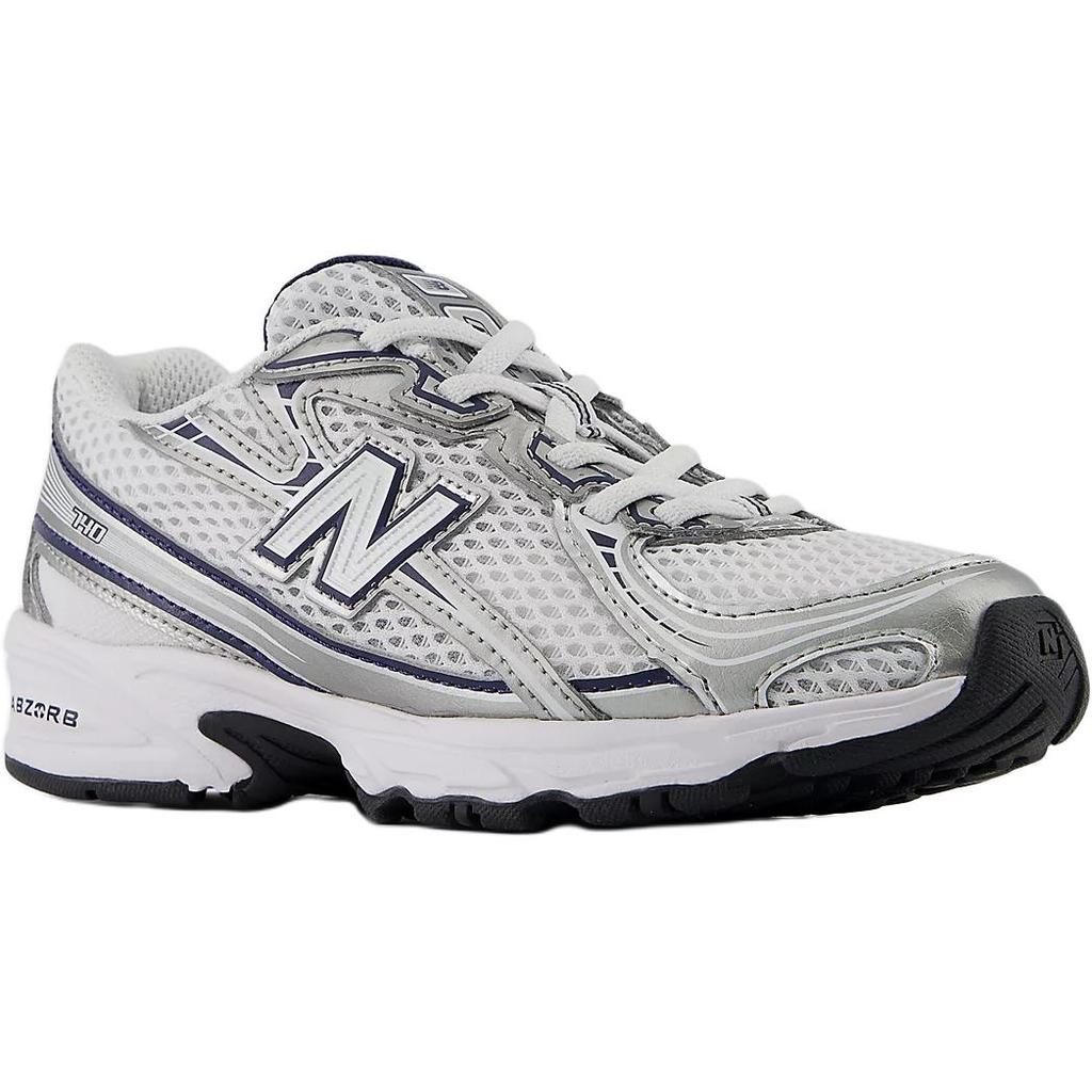 New Balance Nb 740 Bungee Lace Comfortable Fashion Shock Absorption Low Top Kids Sneaker Navy-Blue White PZ740WN