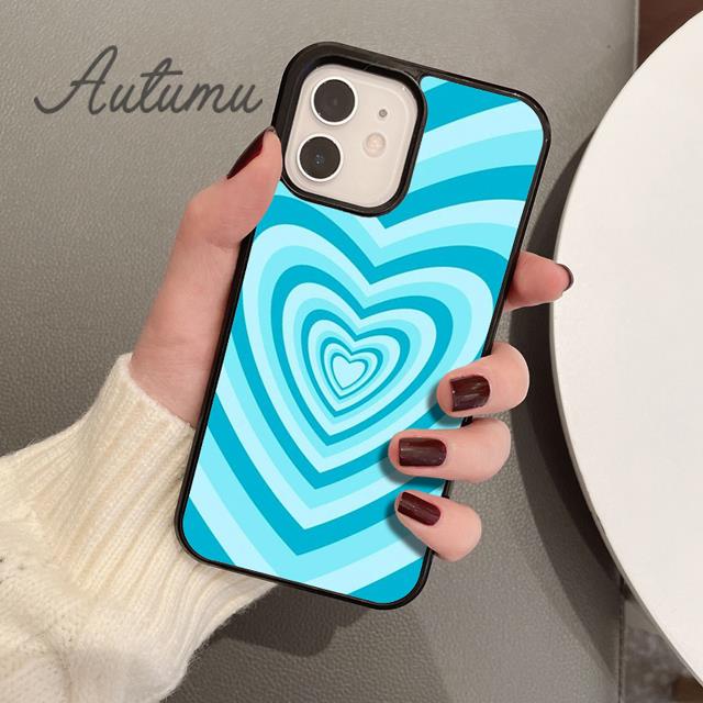 70er Groovy Herz Herzen Handyhülle für iPhone 11 12 13 14 Pro Max mini X XR XS SE 2020 6S 7 8 Plus Samsung Galaxy S21 S22 Hülle