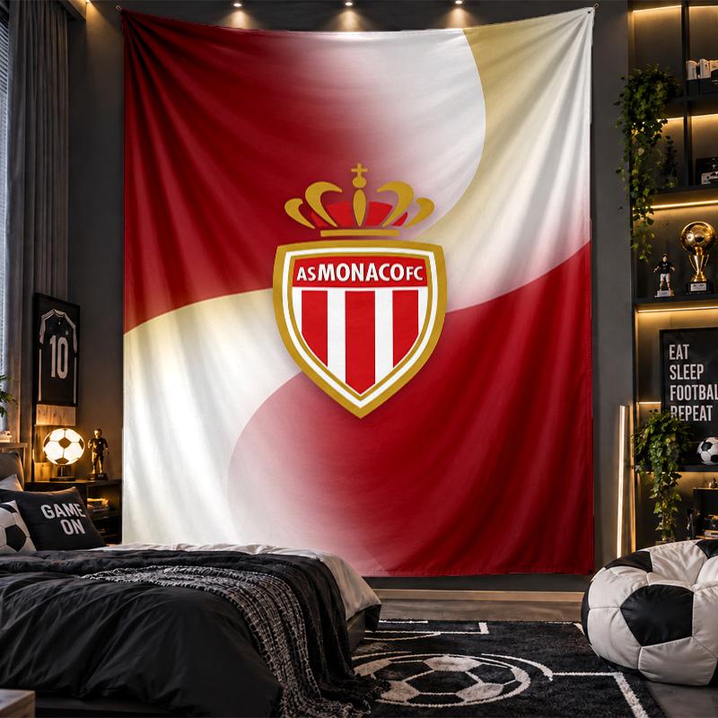 Wall Hanging Tapestry Monaco FC Print Cloth for Living Room Bedroom Home Decor