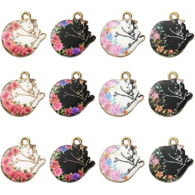 KitBeads 40pcs Enamel Rabbit Charms Mixed Styles Easter Bunny Charms Flower Printed Animal Bunny Rabbit Charms for Jewelry Making Bulk