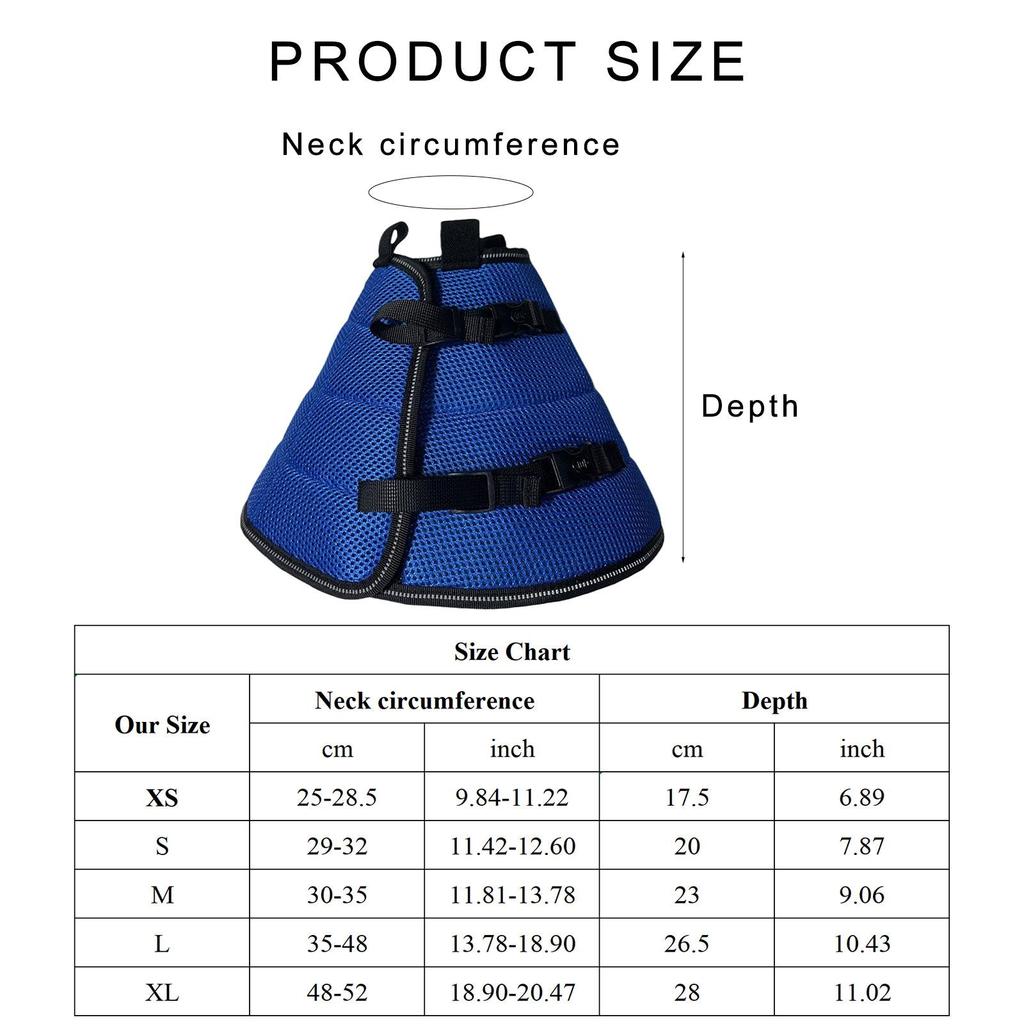 Adjustable Dog Collar Pet Elizabethan Collar AntiLicking Recovery Collar for All Breeds Soft Wound Protective Neck Cones