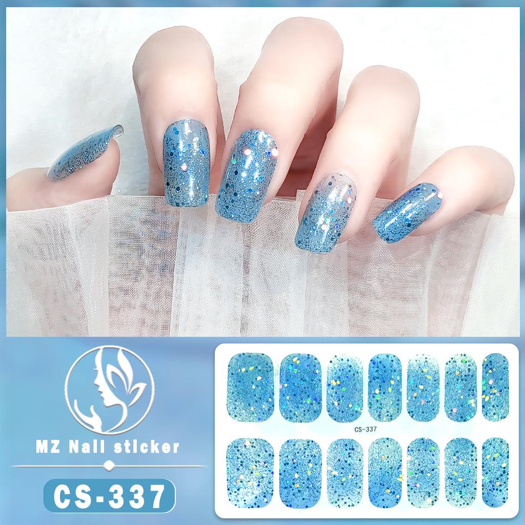 CS Waterproof No-Bake Gel Nail Polish: Full-Cover Korean-Style Multi-Color Glitter Nail Art Stickers