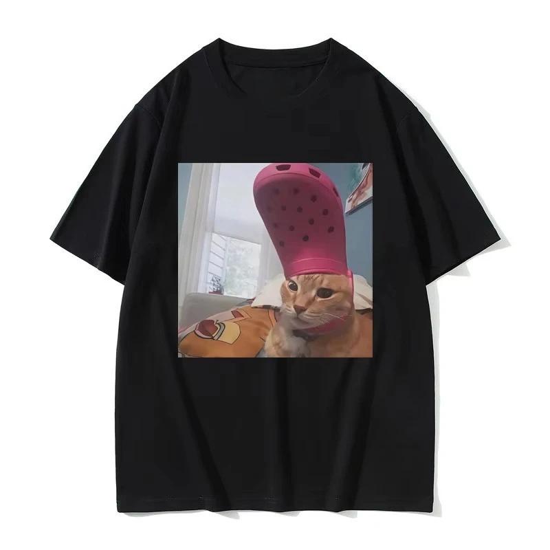 

Fashion Slippers Cat Funny Meme Graphic Tshirt Women Fashion Streetwear Unisex Casual Soft Short Sleeve Casual Y2k Tee Shirts S