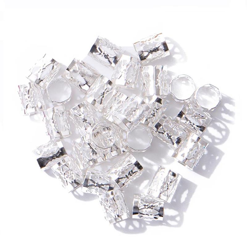 10/20/50/60/100Pcs Metal African Hair Rings Beads Cuffs Tubes Charms Dreadlock Rings clips braid spiral braid hair extension