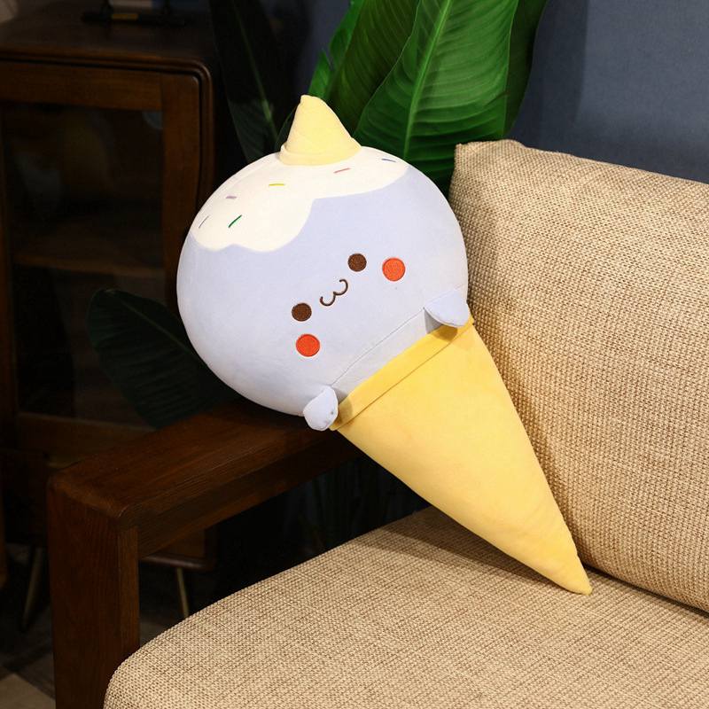 50cm/70cm/90cm Kawaii Ice Cream Simulation Plush Toy Soft Stuffed Cartoon Egg Cone Doll Sofa Decor Pillow Cushion Best Gifts