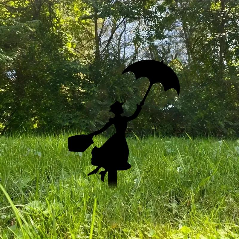1pc Lady Silhouette Garden Sign With Stakes, Ground Insert Garden Decor, nsert Decor for Garden Patio, Fence Yard Lawn Art Decor