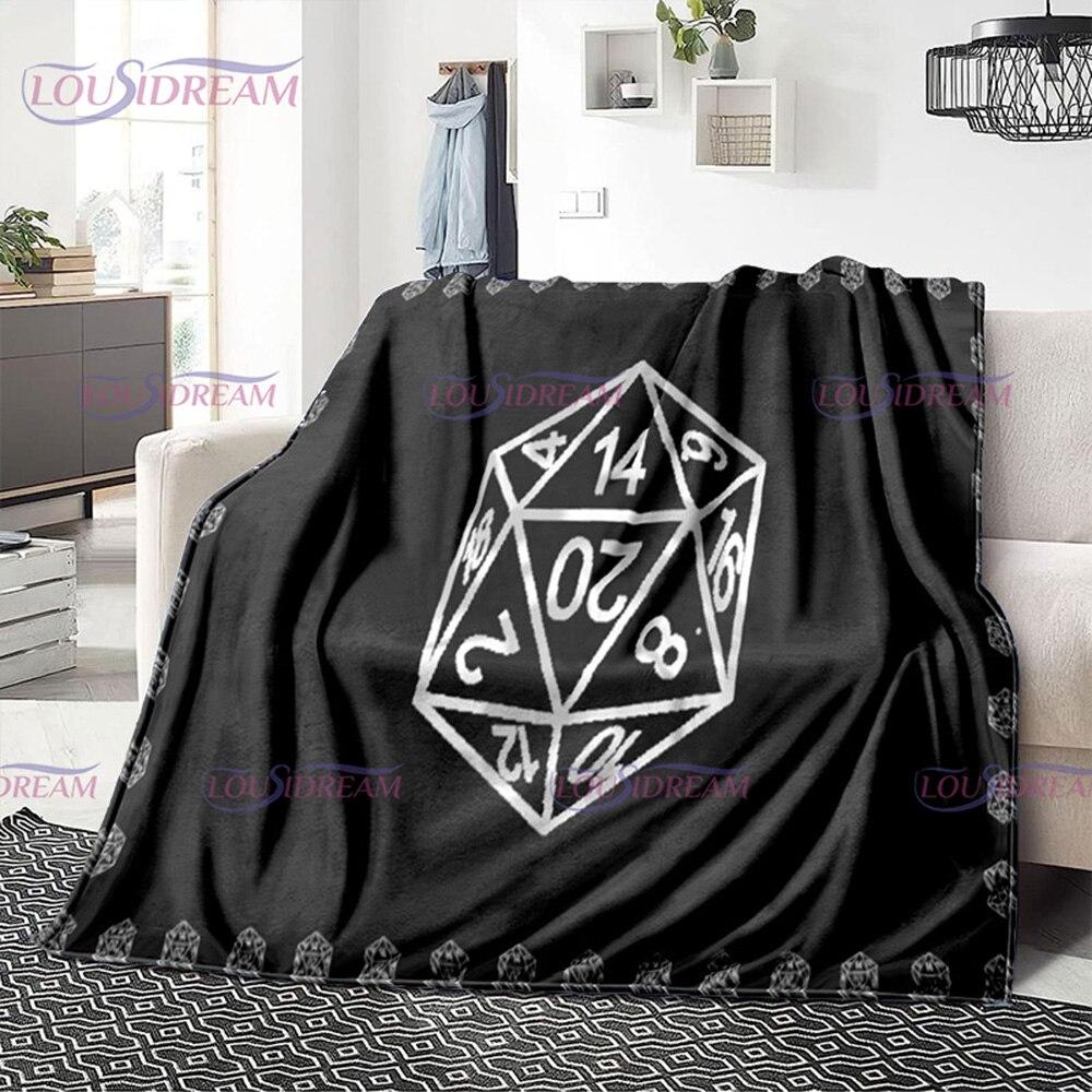Buntes Geometrie-Muster, Klimaanlage, Flanelldecke, Bürozimmer, warm und bequem, Sofa, D20, Würfel-bedruckte Decke, Geschenk
