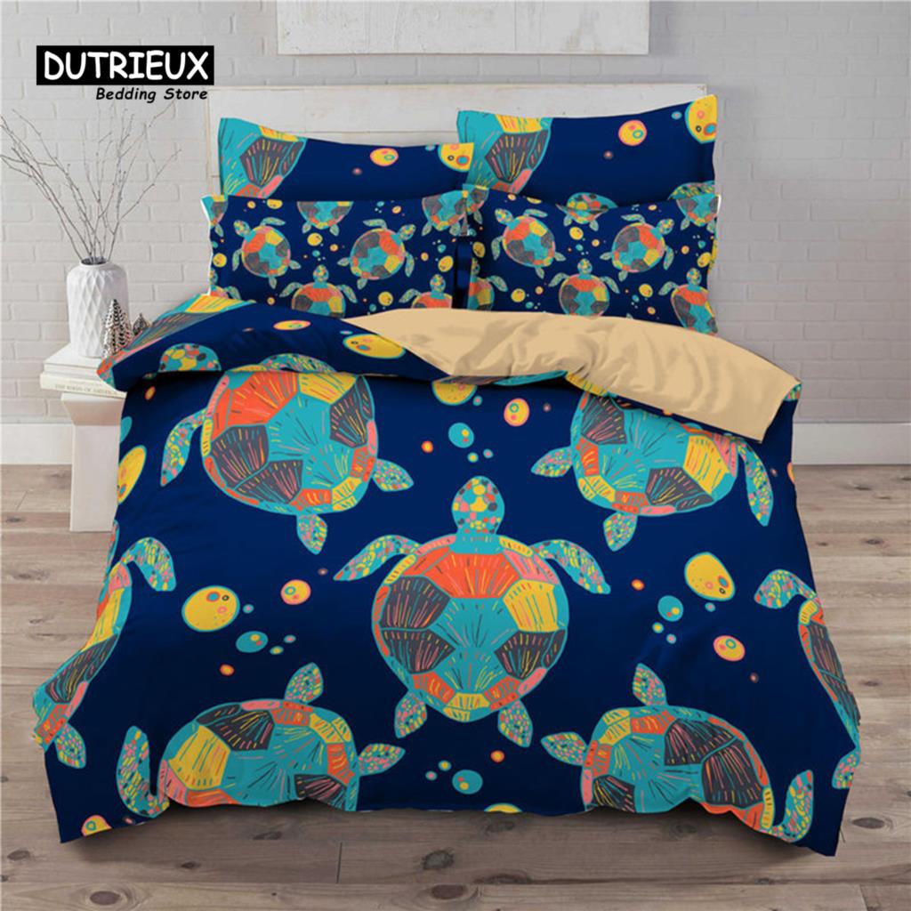 Durable Lightweight Animals Cartoon Owl Butterfly Elephant 3D Print Turtle For Child Adults Polyester King Comforter