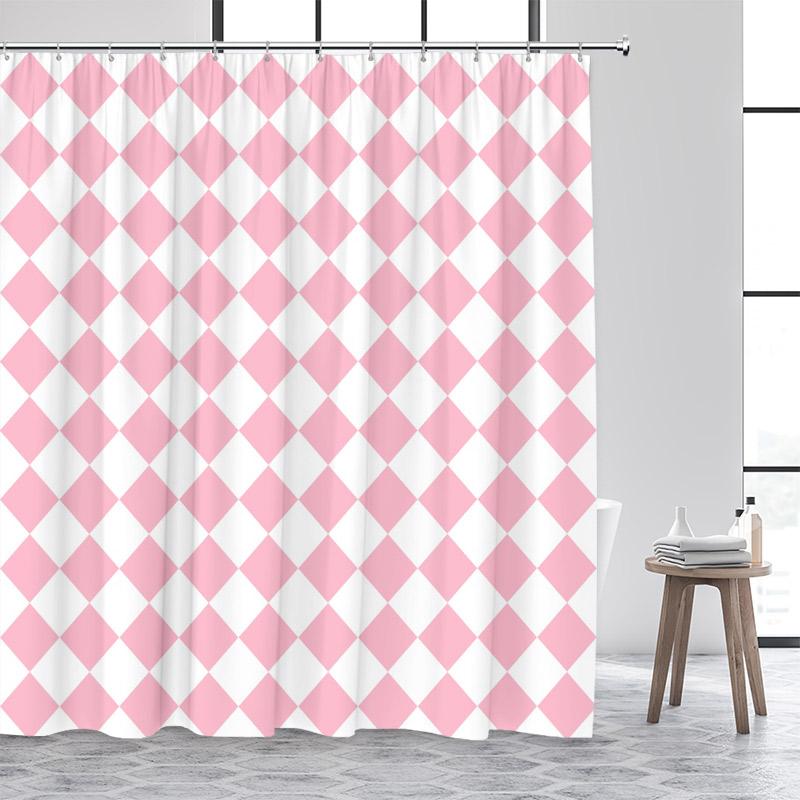 Black and White Diamond Lattice Shower Curtain Modern Geometric Art Minimalist Home Bathroom Decorative Bath Curtains With Hooks