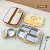 4/5 Compartment 304 Stainless Steel Divided Bento Lunch Box Set For Student Kid Heatable Sealed Lunch Container With Cutlery&Bow