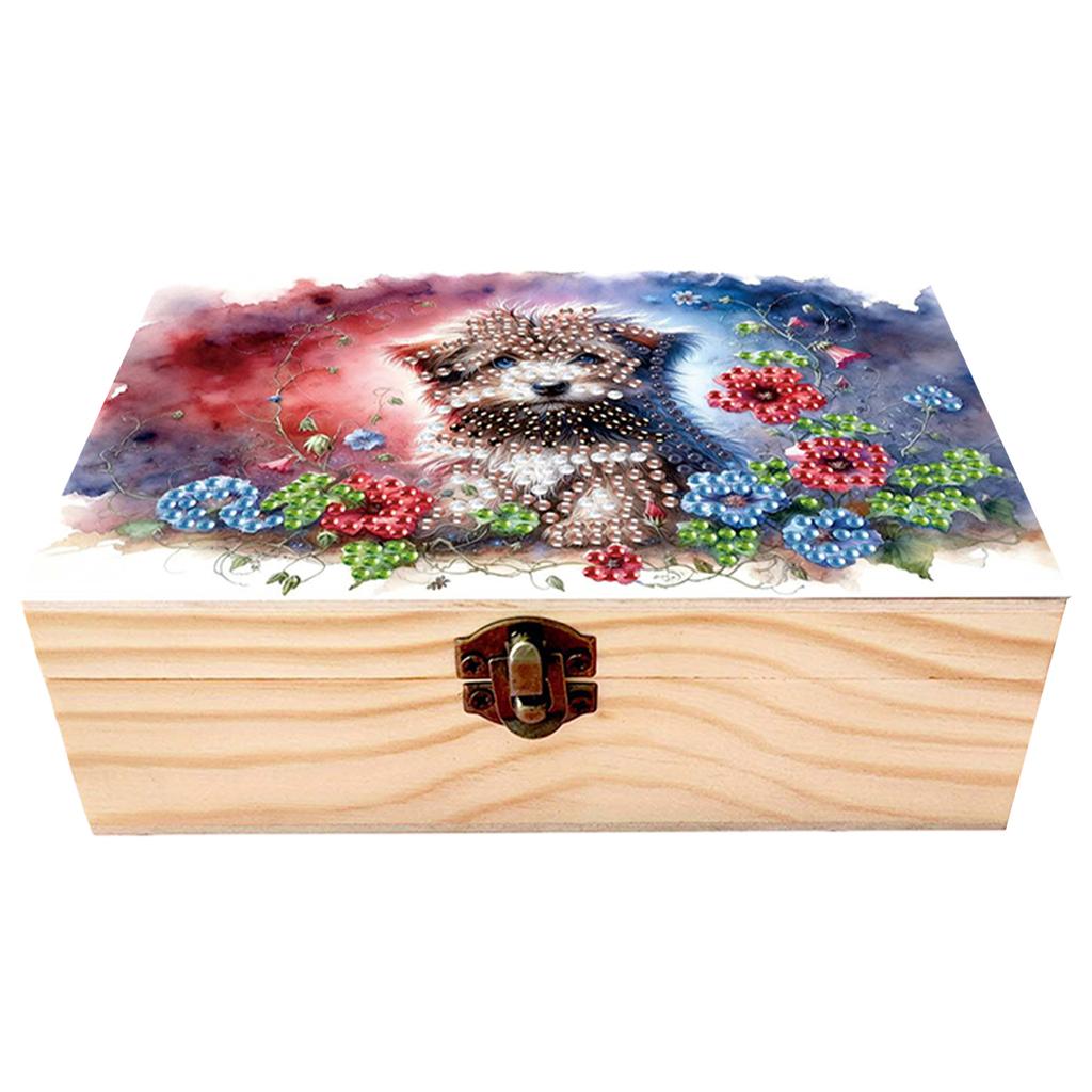 5D DIY Diamond Art Wooden Rhinestones Decorative Storage Box Crystal Storage Case Kit for Home Car Desk Decoration Craft
