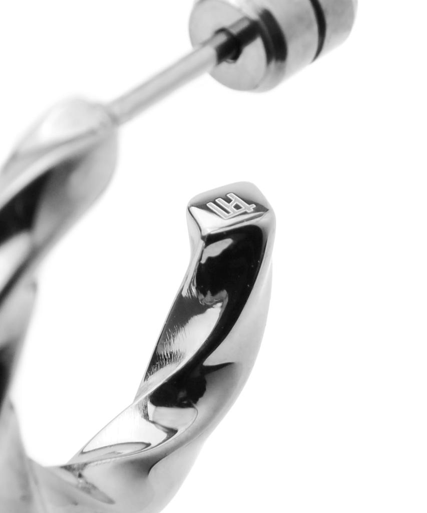 LION HEART Earrings LH-1 Twist Hoop Earrings Surgical Stainless Steel Men's Direct Sale Silver