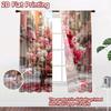 2D flat printing 2pcs Curtain Drapes Valentine's Roses Cart Digital Printed Polyester Drapes Seasonal Party & Holiday Decor Use