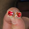 Popular Mini Square Group Set with Diamond Gradient Tourmaline Earrings and Ear Buckles