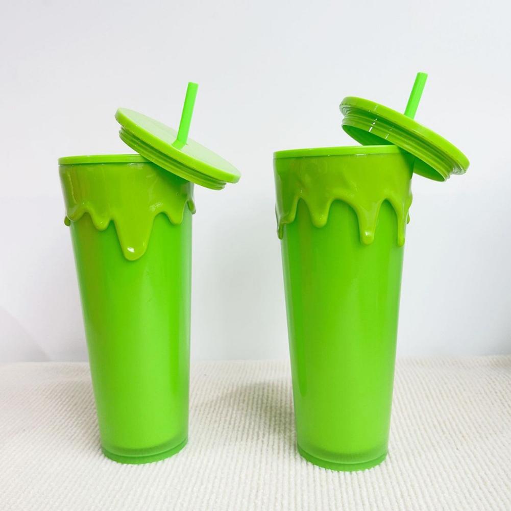 24oz/710ml Working Commuting/Car Cup with Straw&Lid Slime Green Glow In The Dark Tumbler Cup Holiday Gift for Outdoor Travel