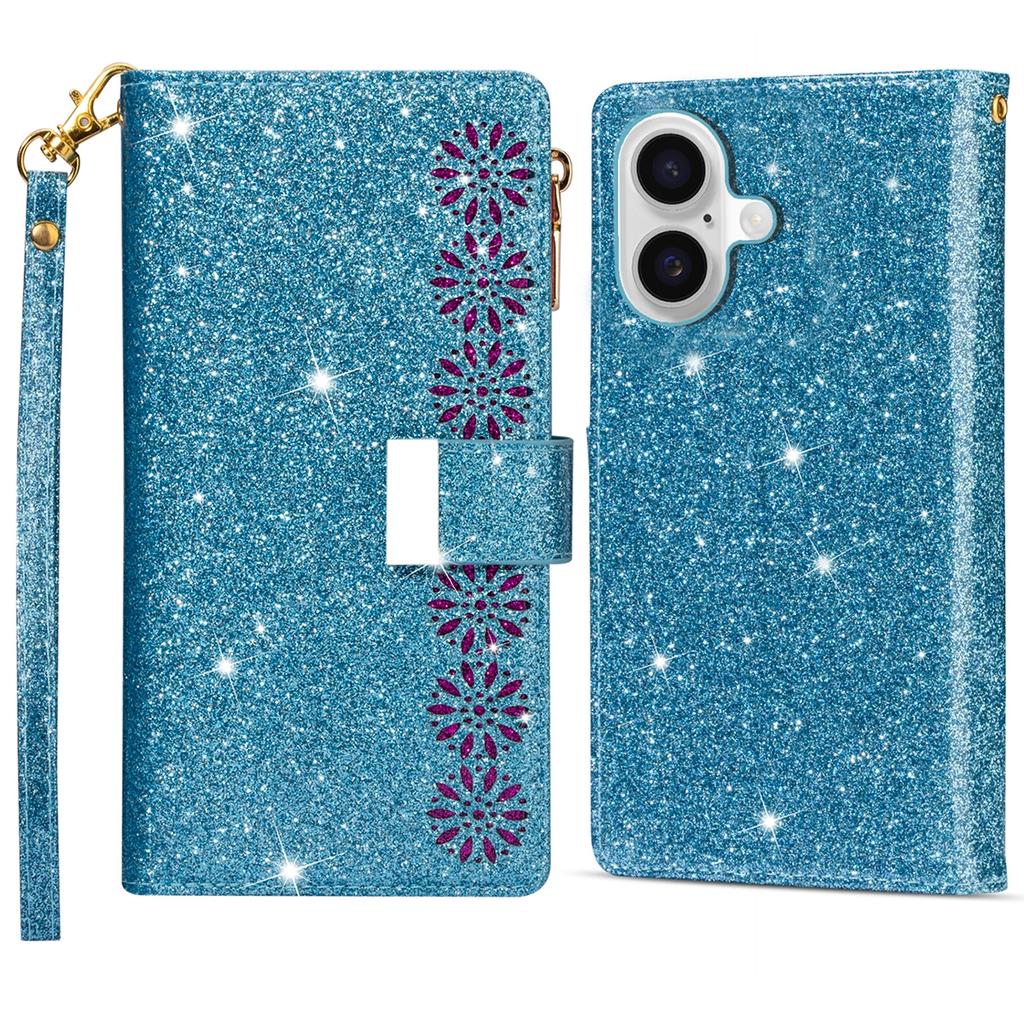 For iPhone 16 Plus Case Starry Sky Carving Leather Wallet Phone Cover
