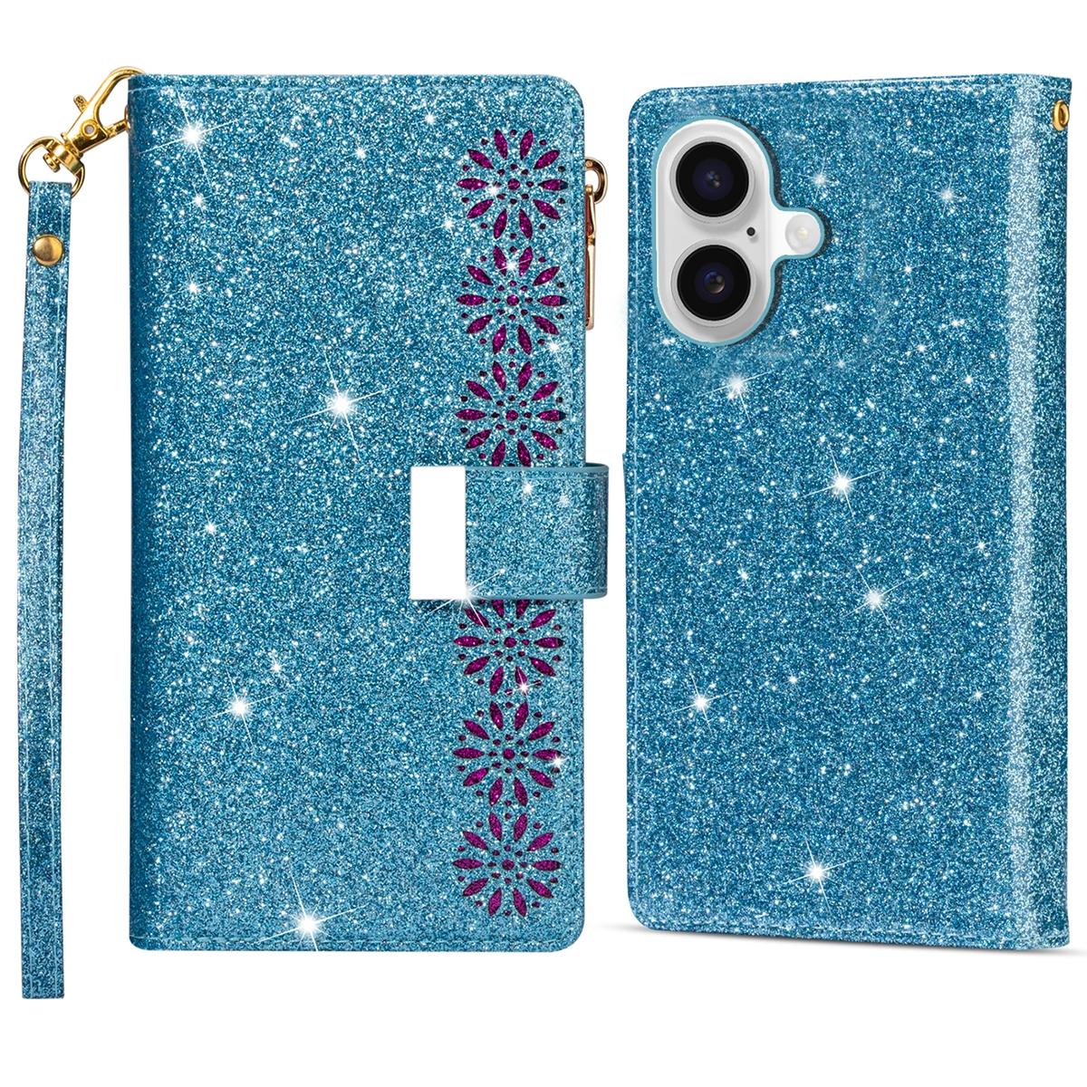 For iPhone 16 Plus Case Starry Sky Carving Leather Wallet Phone Cover A