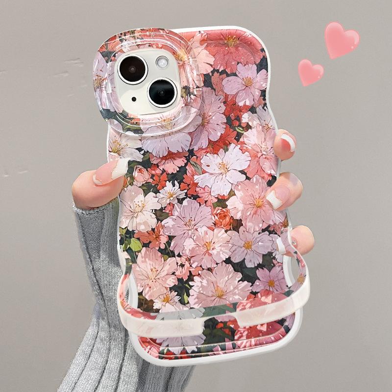 Full Screen Flowers Are Suitable for IPhone13 IPhone Case Huawei Pura70pro Dual Bracket 16 Xiaomi 15/14