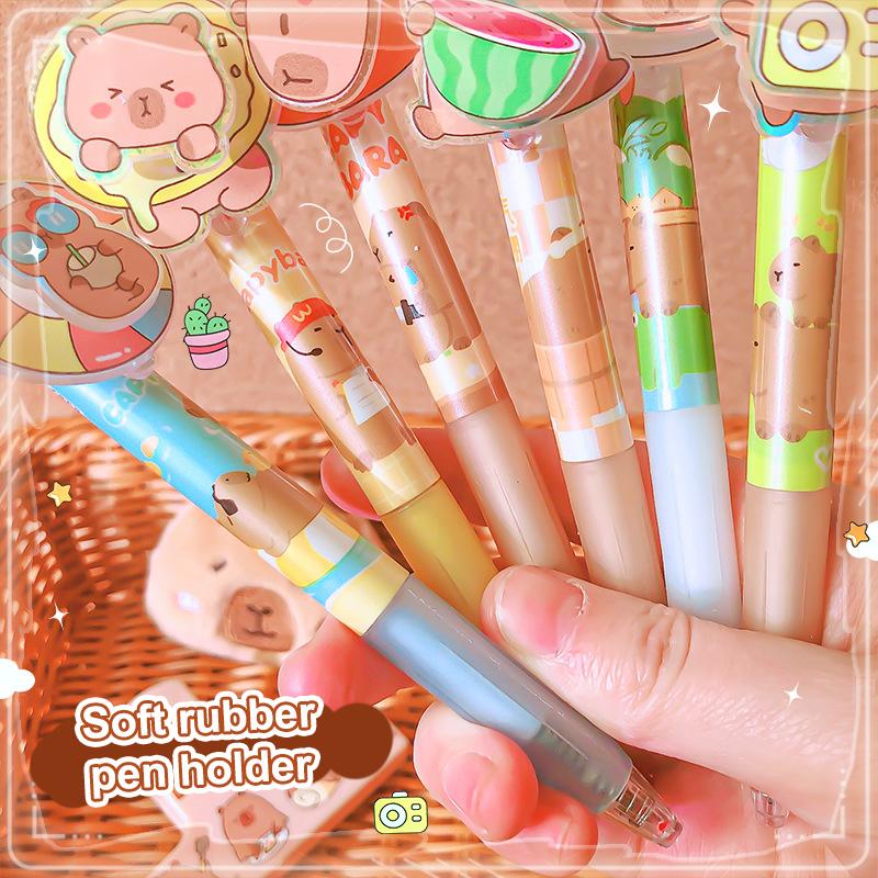 Kawaii Cartoon Capybara Gel Pen Quick-Drying Pressing Neutral Pens Writing Smooth Pens Office Supplies Student Stationery Gifts