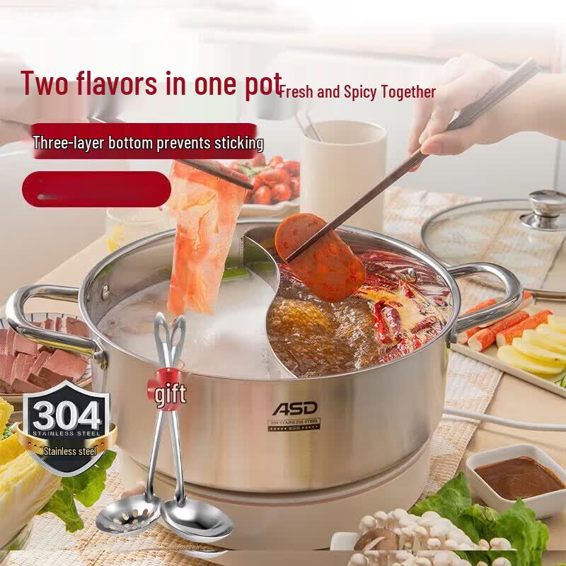 ASD 304 Stainless Steel Partitioned Hotpot
