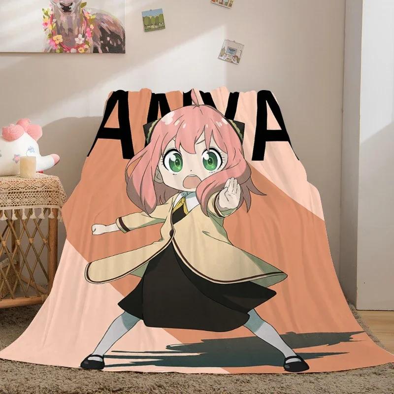 Anime Sofa Blankets for Winter A-Spy×Family Warm Knee Bed Fleece Camping Fluffy Soft Blankets King Size Microfiber Bedding