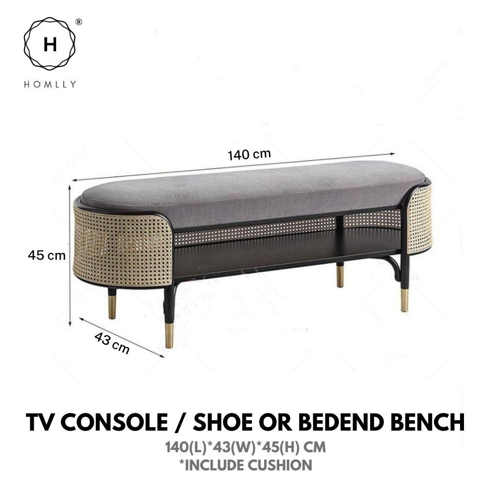 Homlly Natural Rattan Black Solid Wood Display Furniture Sets