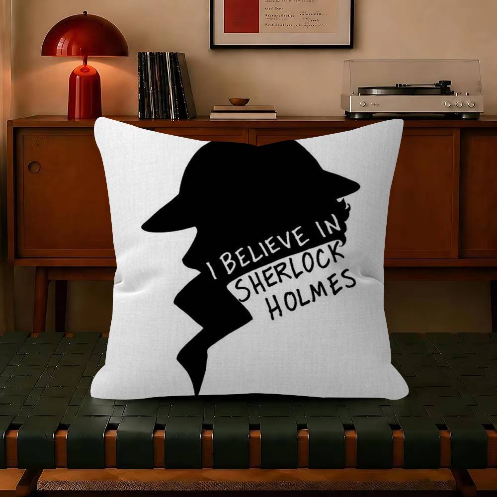 Literary Sherlock Holmes  Decorative Polyester Throw Pillow Cover Square Suitable for Home Office Coffee Shop Decor