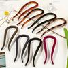 Goat Horn U Shape Hair Comb For Buns Twists Braids Resin Hairpin Updos Hair Holder Hairpin for Women Everyday Wear
