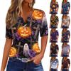 Women's Fashion Casual V-neck Short-sleeved Halloween Printed T-shirt Top