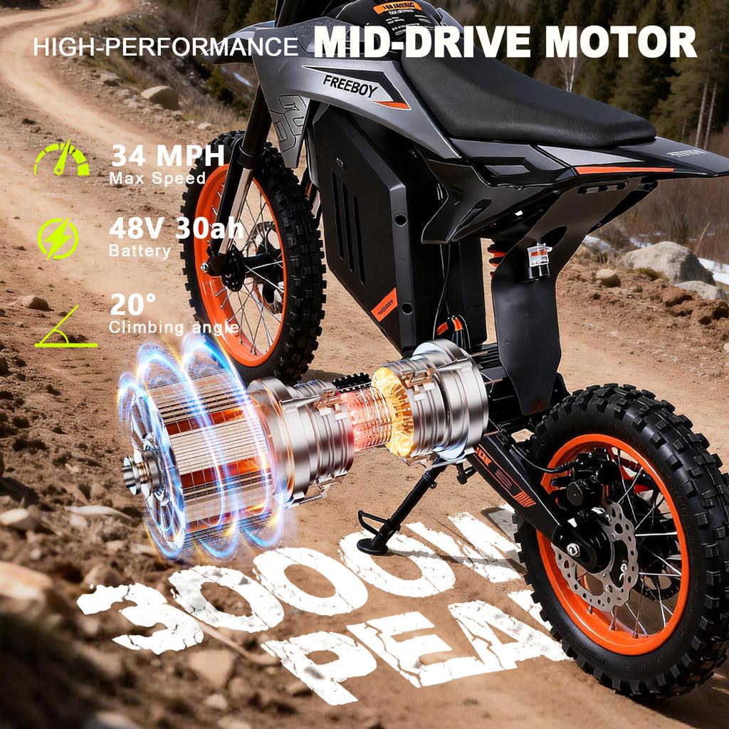 Y88 E-Moto 3000W48V30AH Freno Idraulico Pneumatici 12+14 Pollici Moto Elettrica Off-Road