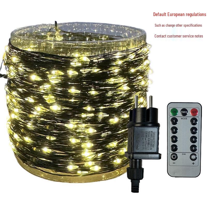 Outdoor Waterproof LED Star Christmas Fairy Lights - Copper Wire, Dark Green
