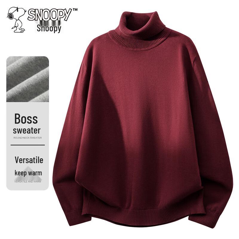 Snoopy Men's Solid Turtleneck Knit Sweater