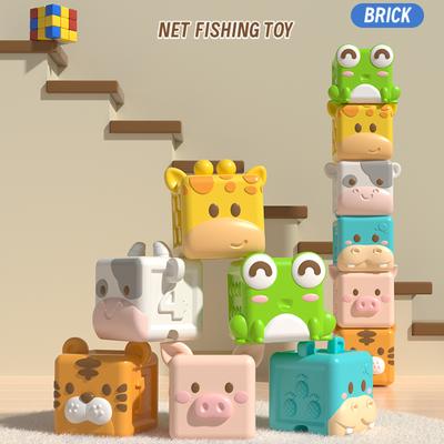 Baby Soft Building Blocks Toys Soft Teething Toy for Babies 3D Cube Animal Bath Toys Baby Early Educational Matching Sensory Toy