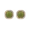 Avocado green geometric flash diamond square stud earrings femininity French retro high-end earrings niche simple earrings