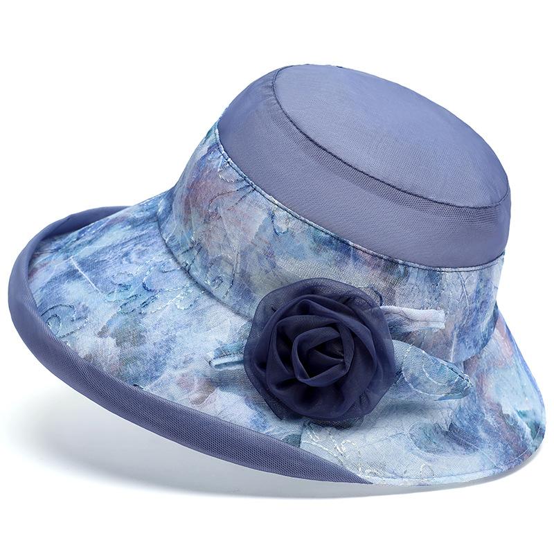 Summer Hats For Women Flower Thin Bucket Hat Breathable Casual Sun Hat Sunshade Sunhat Mother Gift