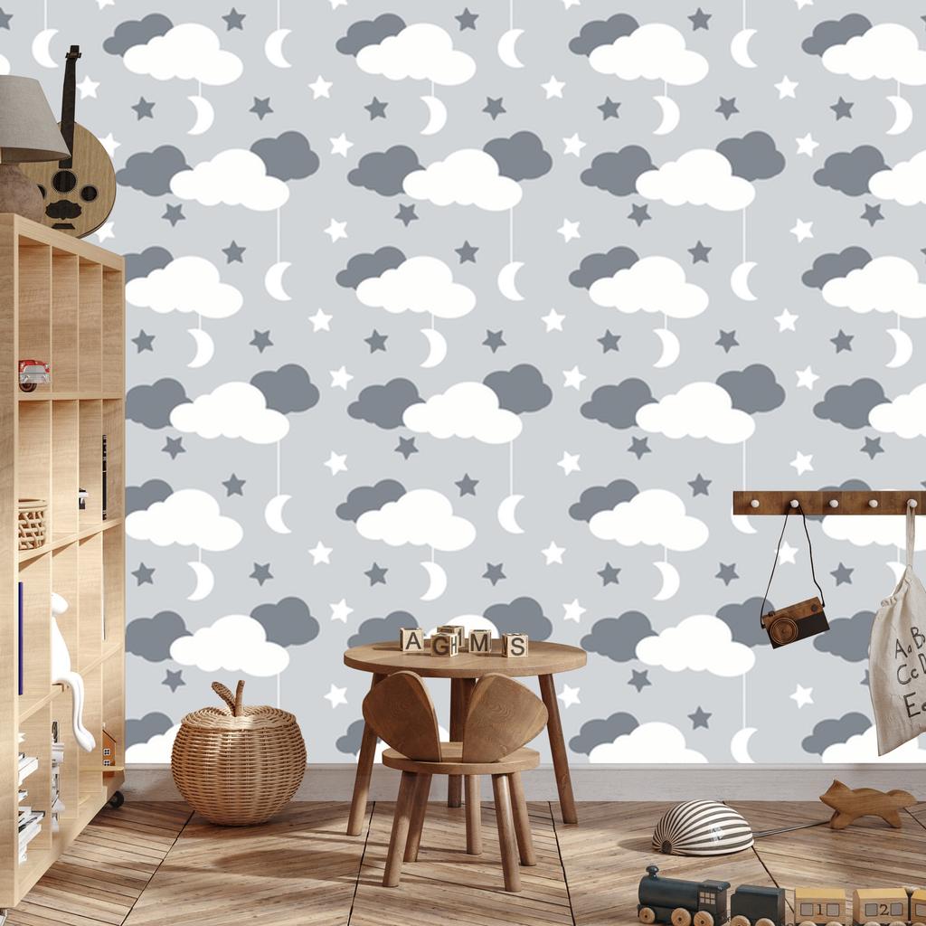 Stars, Clouds and Moons Wallpaper for Living Room and Bedroom 50x1000