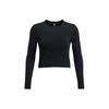 UA Vanish Elite Solid Color Crew Neck Long Sleeve T-Shirt Women Tops Black 1383649-001