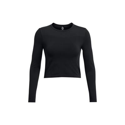 UA Vanish Elite Solid Color Crew Neck Long Sleeve T-Shirt Women Tops Black 1383649-001
