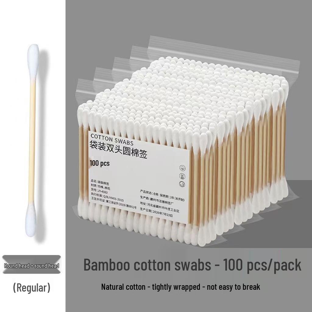 Wooden Cotton Swabs: Double-Ended for Ear Cleaning & Makeup, Disposable, Household Use