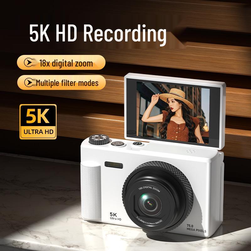 5K Mirrorless Camera with Flip Screen for High-Definition Retro Photography - CCD Digital Camera for Students and Professionals