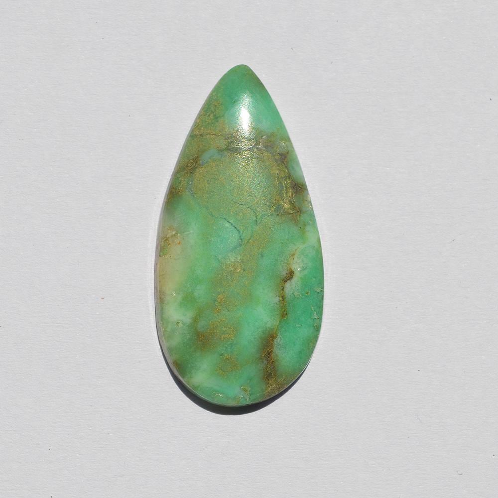 Chrysoprase Gemstone - Natural Chrysoprase Cabochon, Craft Supply, Jewelry Making, 25 Carats, Pear Shape, 41x20x4 MM