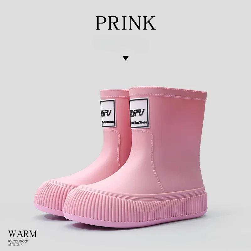 

Женские дождевые сапоги Мягкие рыболовные сапоги Женские дождевые сапоги средней длины Нескользящая водонепроницаемая обувь Износостойкая обувь на платформе Botas 36-37