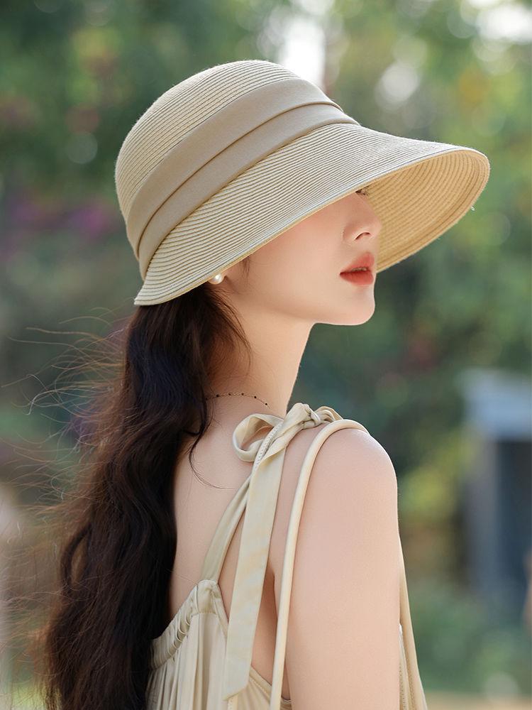 New Straw Hat Women's Summer Woven Hollow Breathable Sun Shade Sun Protection Cap Foldable Cap