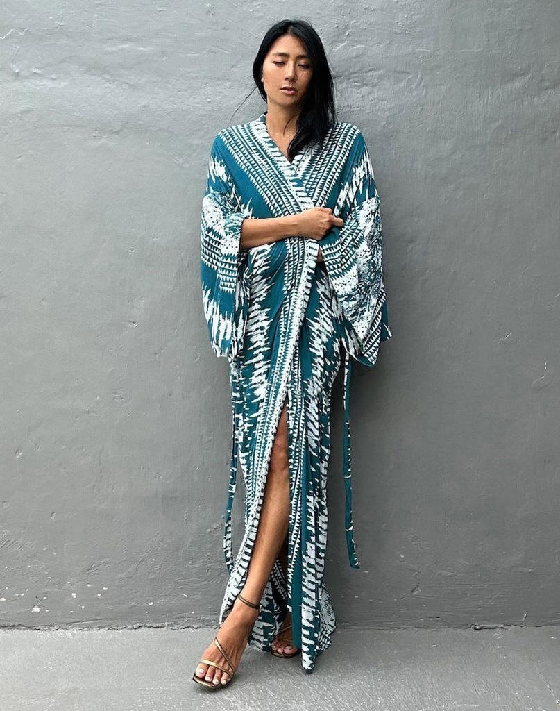 European-American Cotton Print Sun Protection Shirt & Bikini Cover-Up