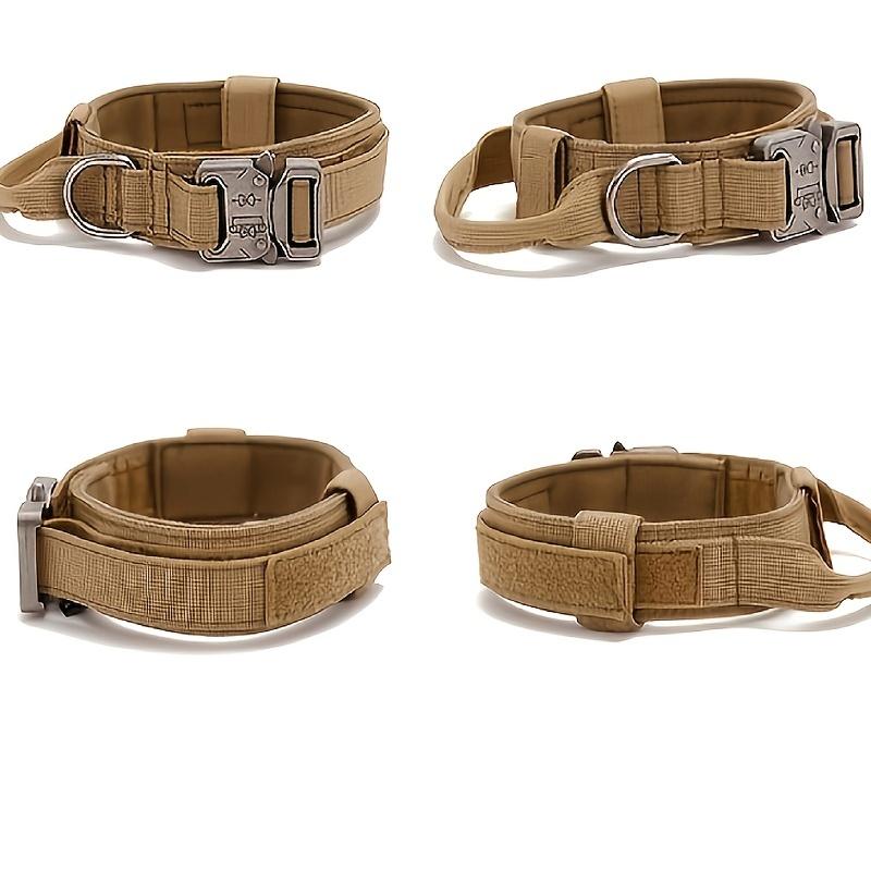 Military Tactical Dog Collar Adjustable Soft Nylon Outdoor Training K9 Collar with Handle and Metal