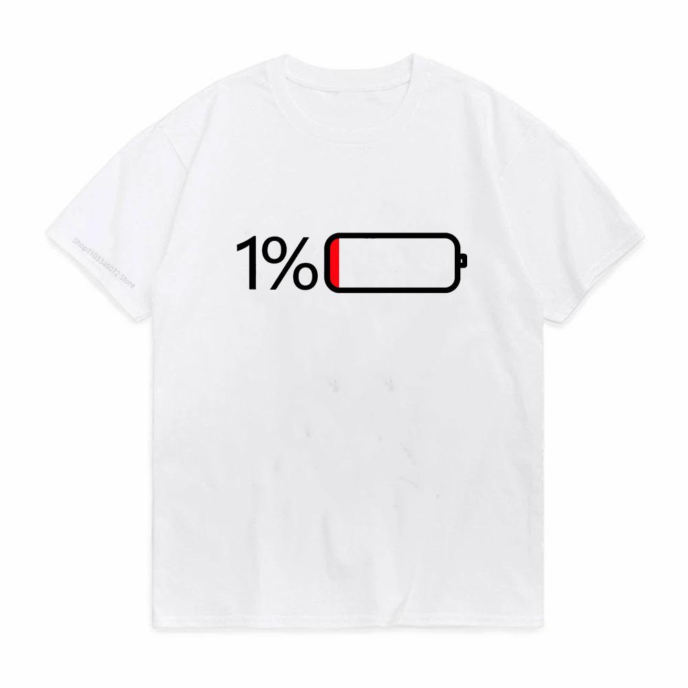 Lågt batteri T-shirt för män Casual kortärmad T-shirt för sommar vår höst Roliga grafiska toppar Streetwear Som presenter