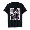 T-shirt Fille Gothique & Chat Noir - T-shirt Graphique Style Mignon Sombre pour Hommes Femmes, Idéal pour les Amateurs de Mode Alternative